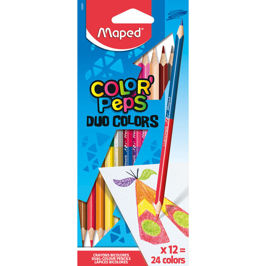 Цветни моливи Maped Duo Color Peps 12 =24 цвята